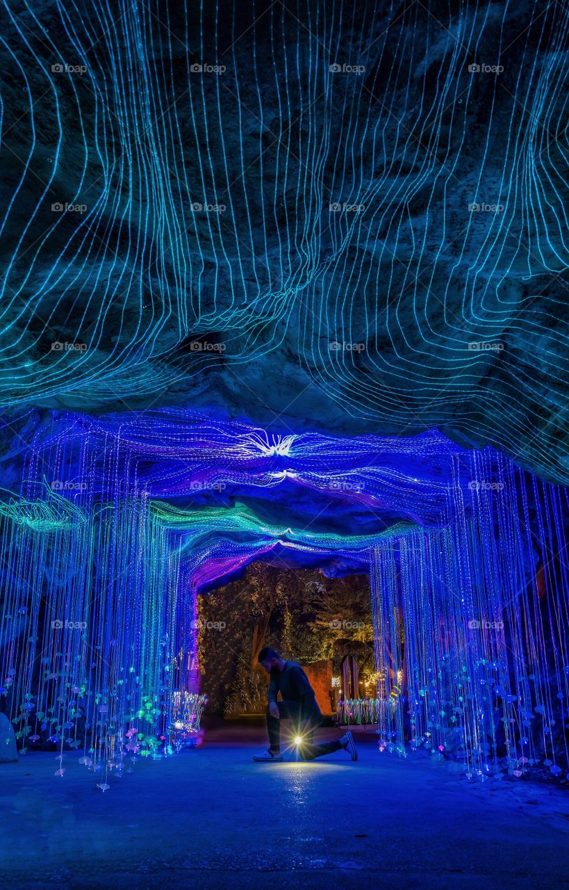 Beauty colorful lighting in the cave