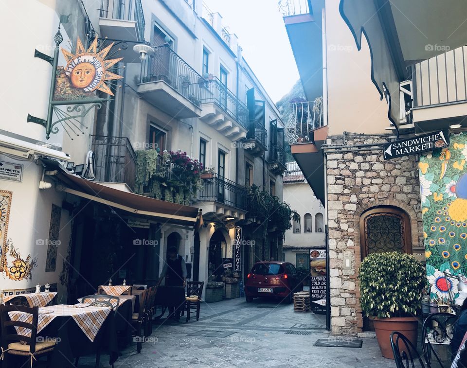 Sicilian street-side cafe