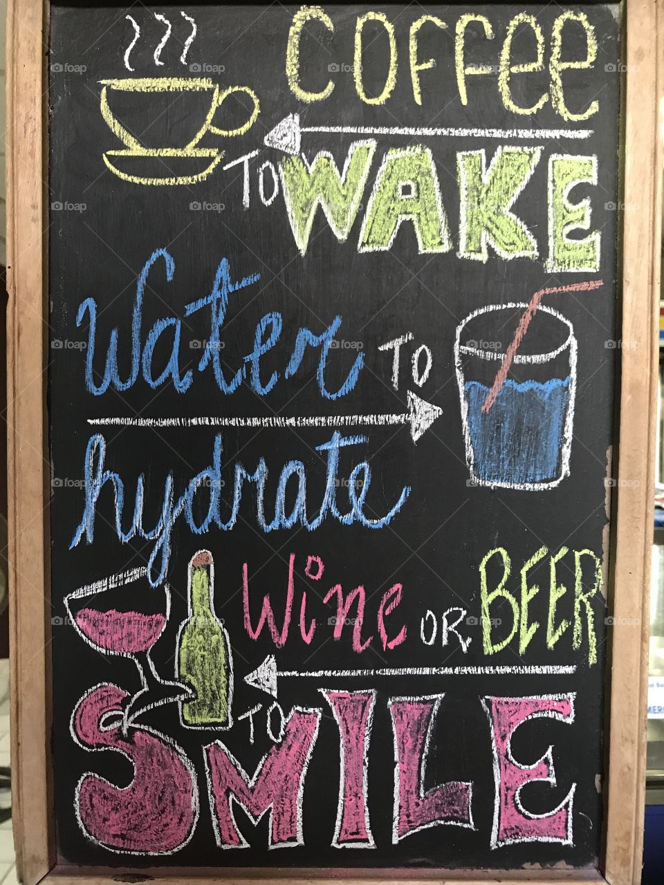 water, beer, wine