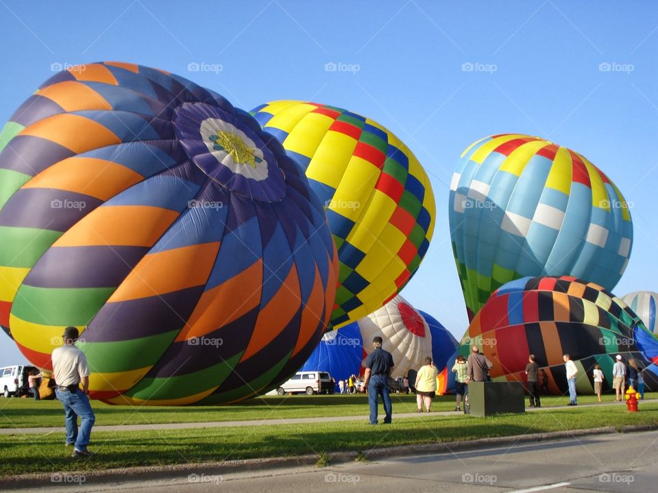 Hot air balloons. Getting ready to fly from Traverse City
