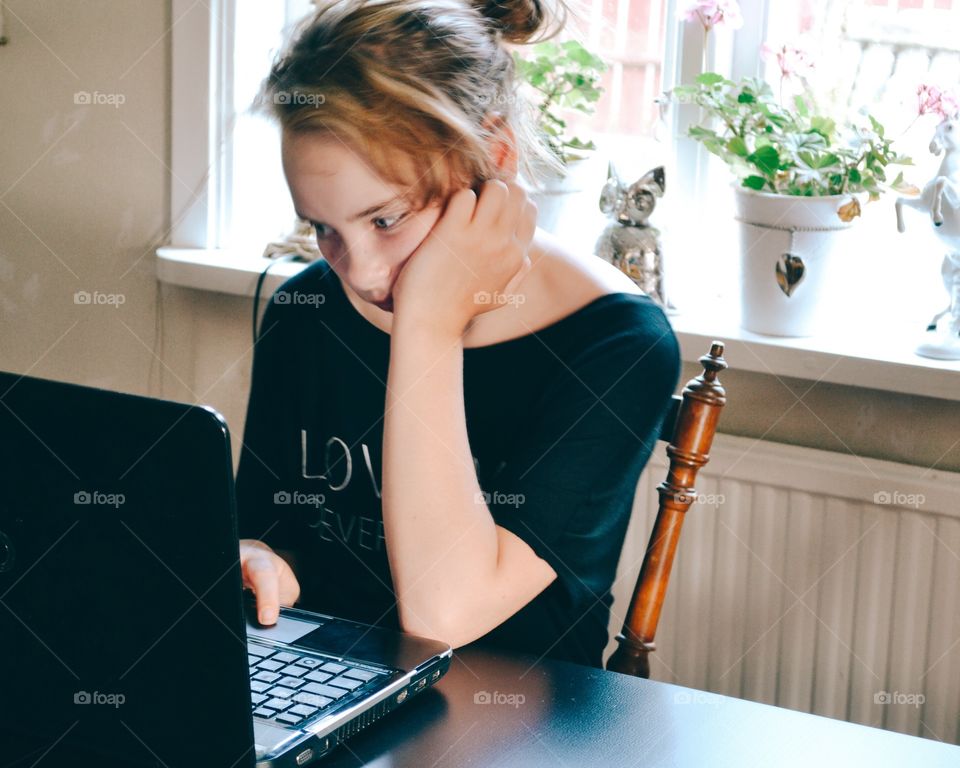 Woman, Indoors, Computer, Laptop, Internet