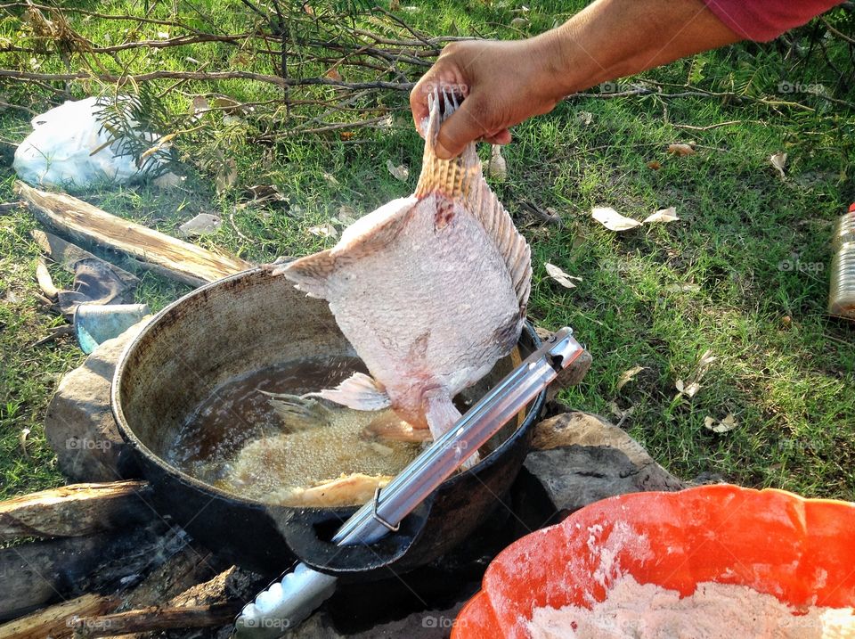 Frying fresh fish