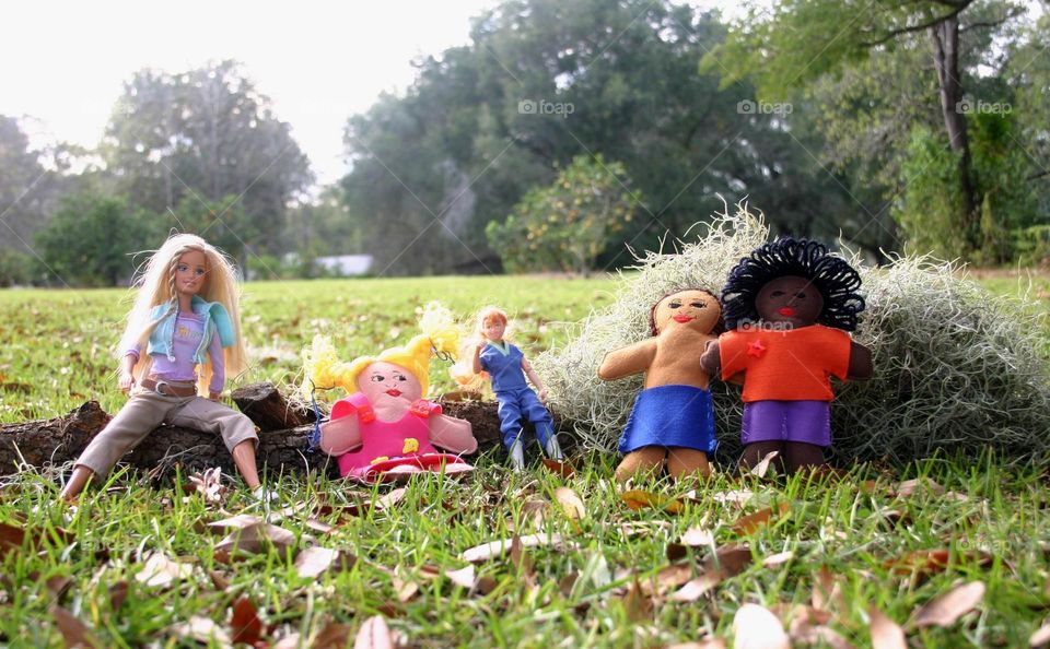 Barbie and her friends having a toy day out in the great outdoors