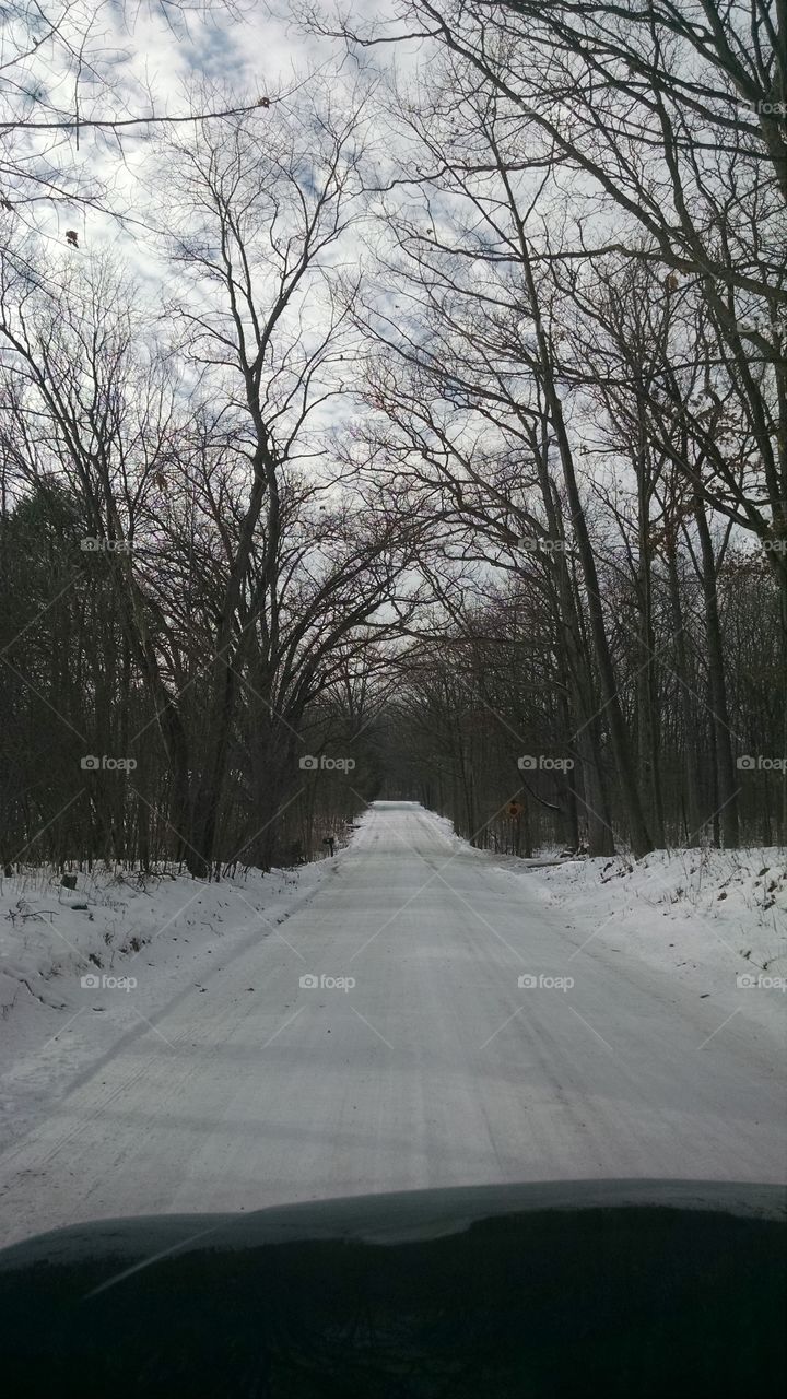 winter road. snow covered road