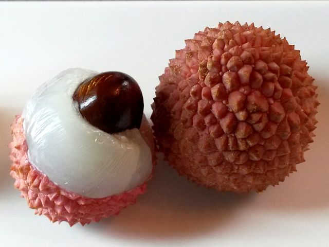 exotic delicious lychee in a macro shot