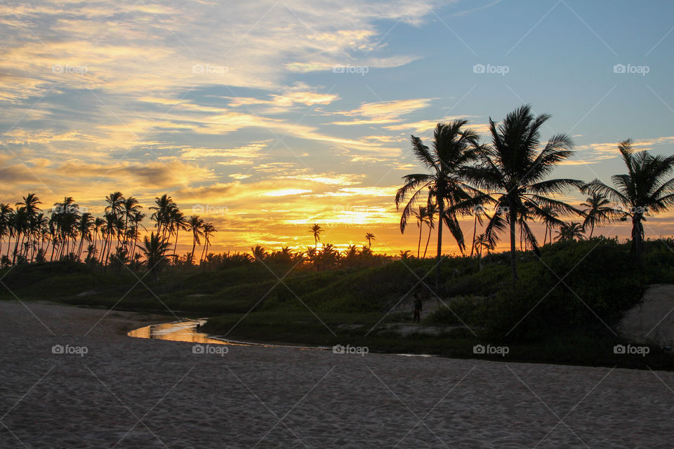 Sunset on the beach in Brazil