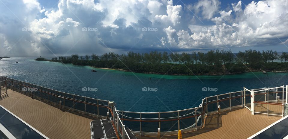 Cruise Ship Balcony In Beautiful Bahamas 