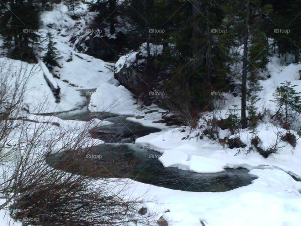running water in the snow