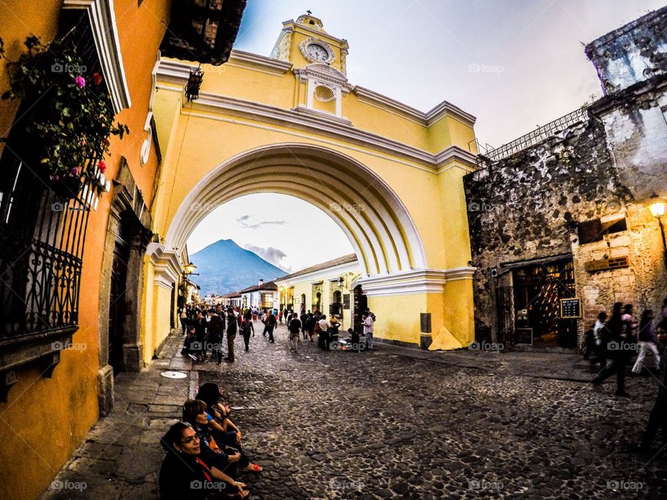 Arch street at Antigua Guatemala, Guatemala