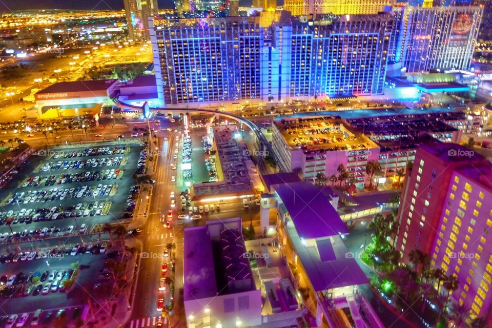 A view of the city from the High Roller Ferris Wheel in Las Nevada, Nevada. 