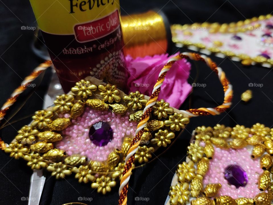 Bright Vibrant colourful Golden Armlets custom made for My little Krishna (Son)