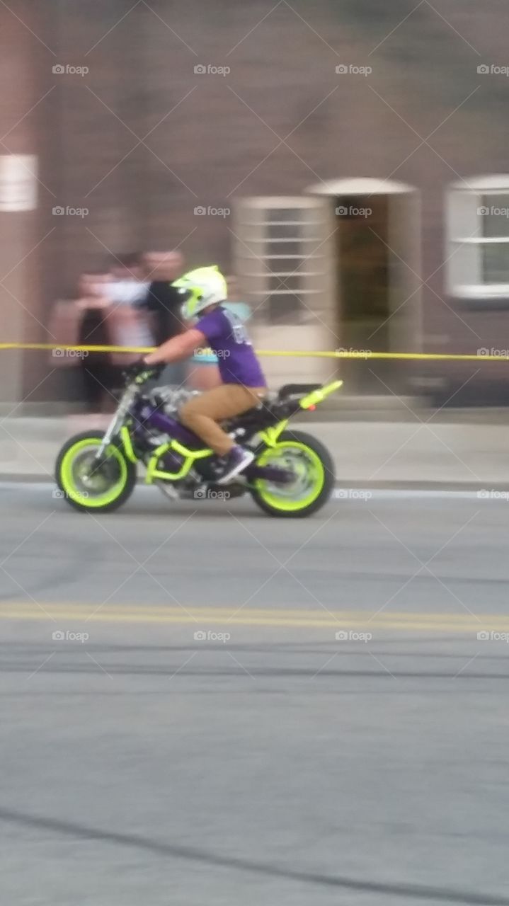 green and purple bike