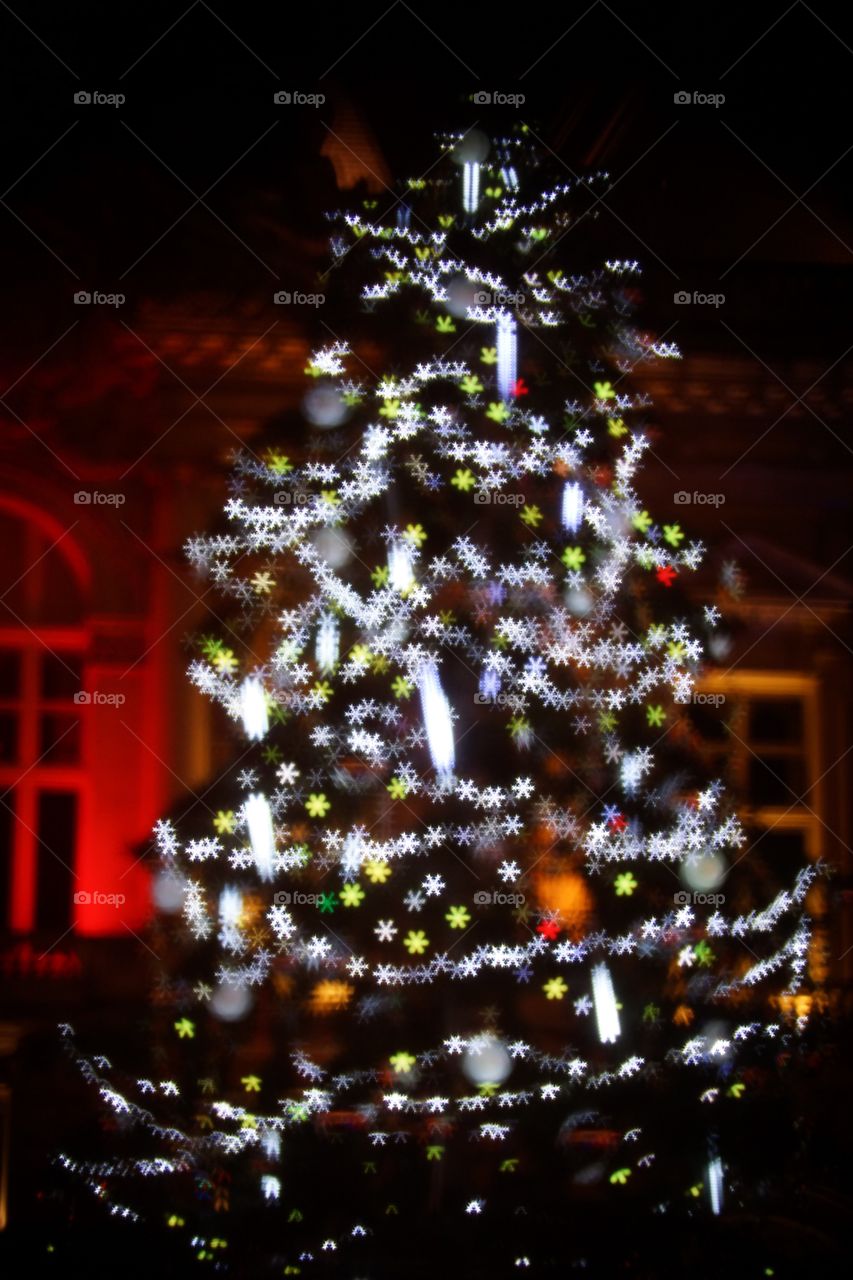 Effet bokeh sur sapin de Noël