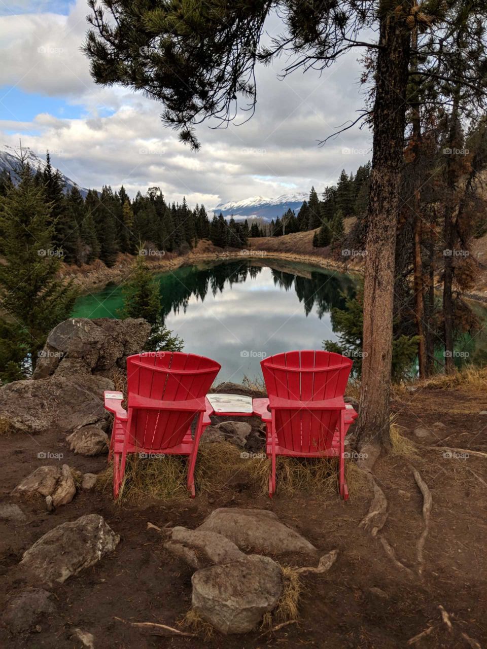 Red chairs in Jasper