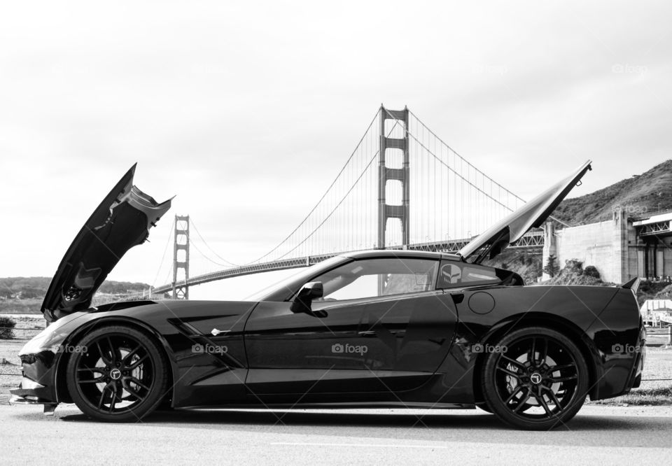 The Golden Gate Bridge presents incredible photo opportunities like this one, which I took right after buying my dream car, a Chevrolet Corvette. Taken at Fort Baker.