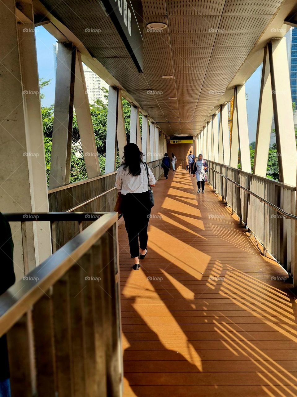 Walking in Pedestrian Bridge