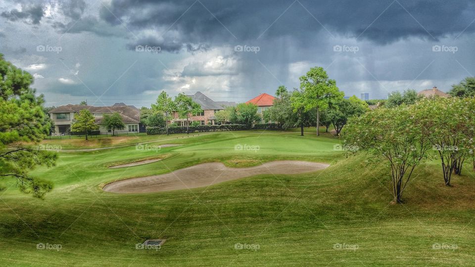 Sand bunkers at the golf course