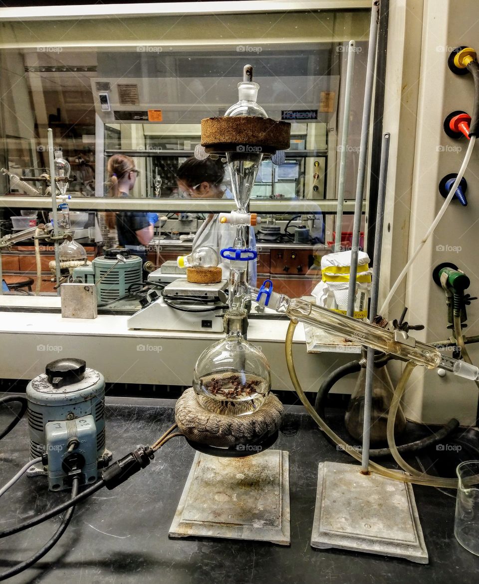 Organic Chemistry Lab distillation setup