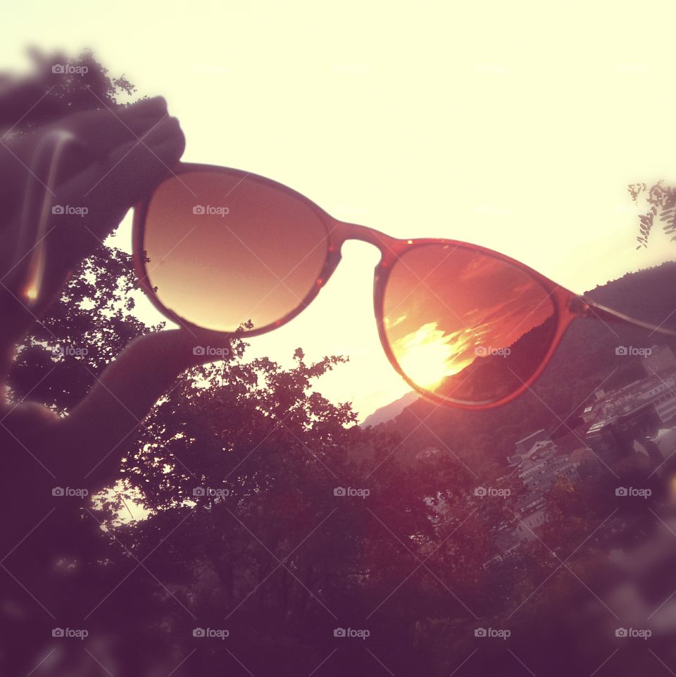 Sunglasses in sunset