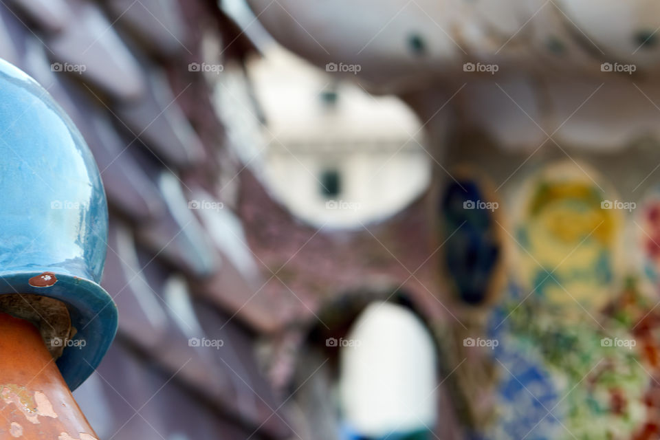 Blur Modernist roof. Casa Batllo. Barcelona. Details