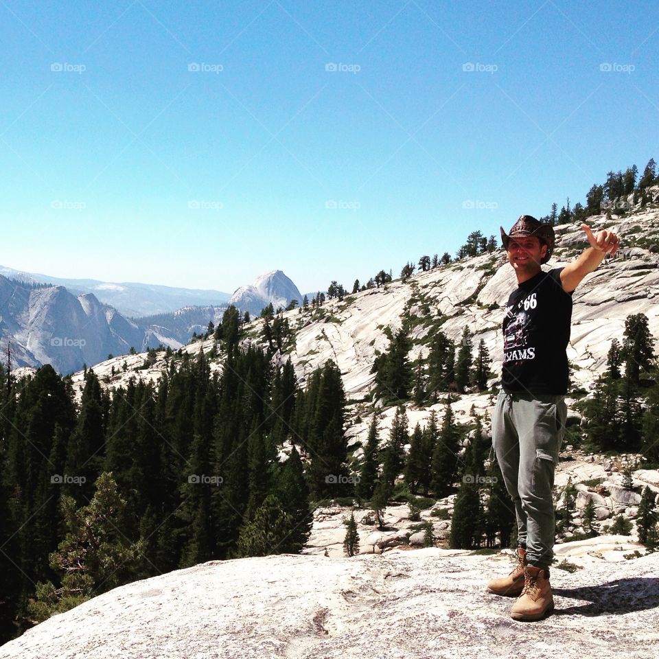 Happy man at the Yosemite National park