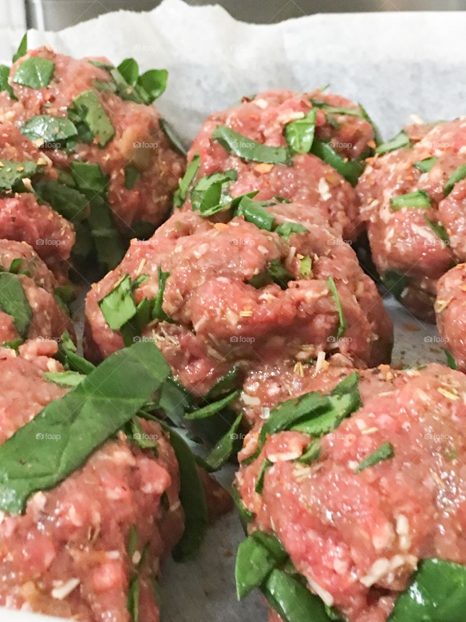 Before cooking prepped Italian meatballs large and these will be steamed 