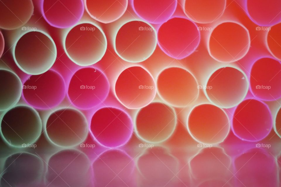 Close up of drinking straws