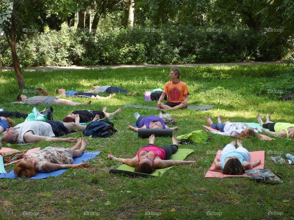 people do yoga in nature