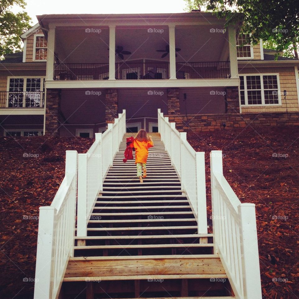 Girl running steps