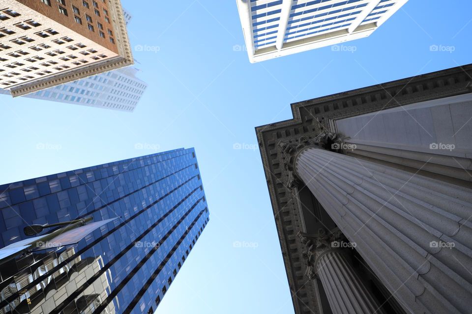 Skyscrapers up in the blue sky