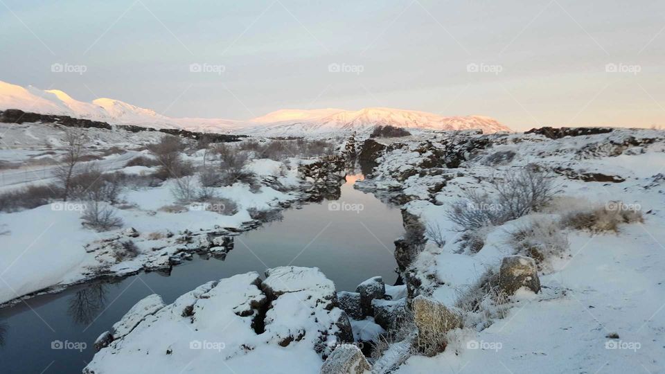 Snowy landscape at iceland