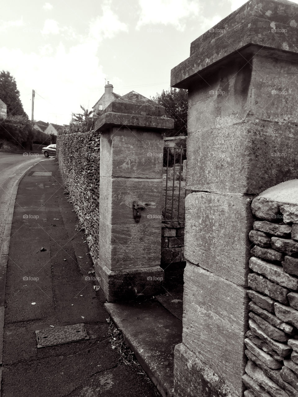 Stone work in black and white. 