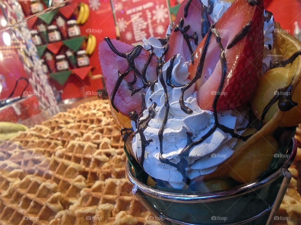 ice-cream and waffles