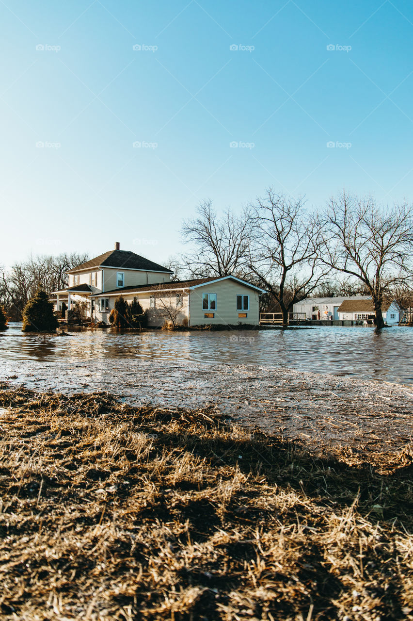 Flooded house in Nebraska