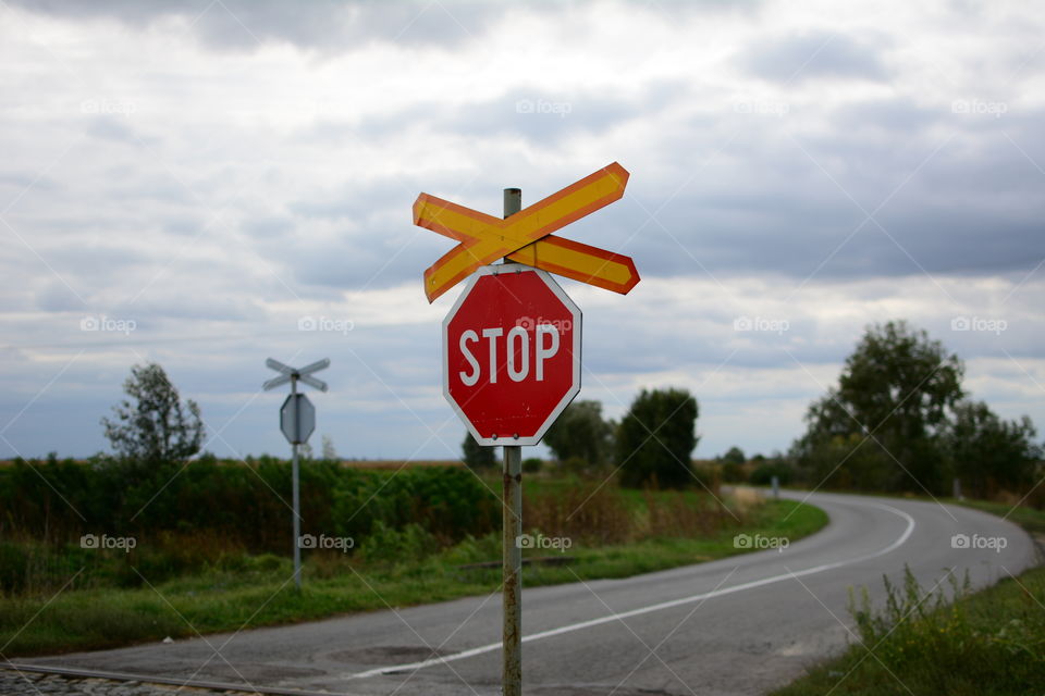 Stop sign on the road