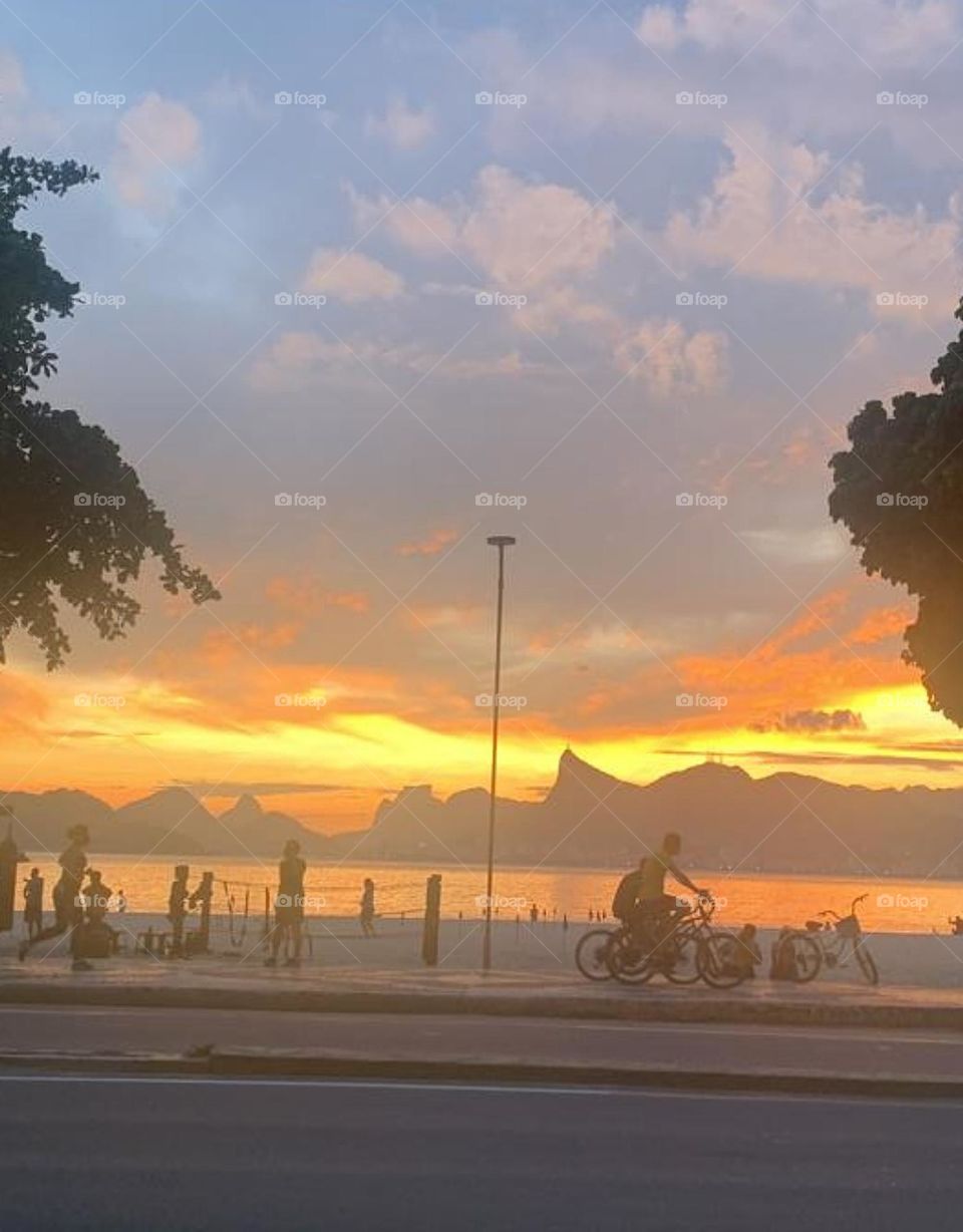 Late afternoon on the beach overlooking RIO DE JANEIRO