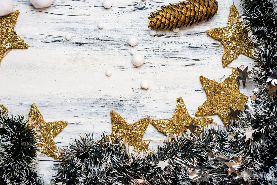 gold and white rustic Christmas background