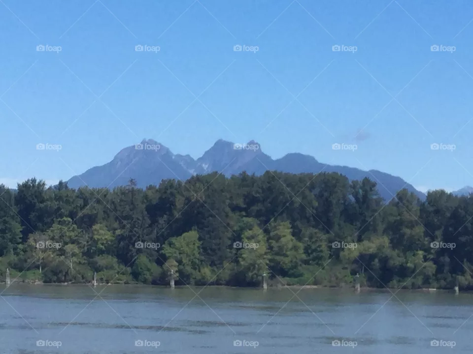Golden Ears Mountain as seen from Fort Langley 