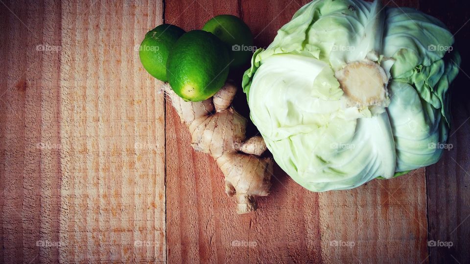 Limão, gengibre e, repolho.