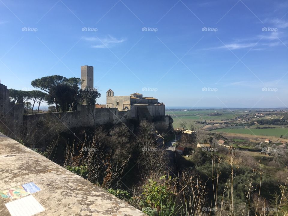 View from Etruscan Wall in Tarquinia, Italy.