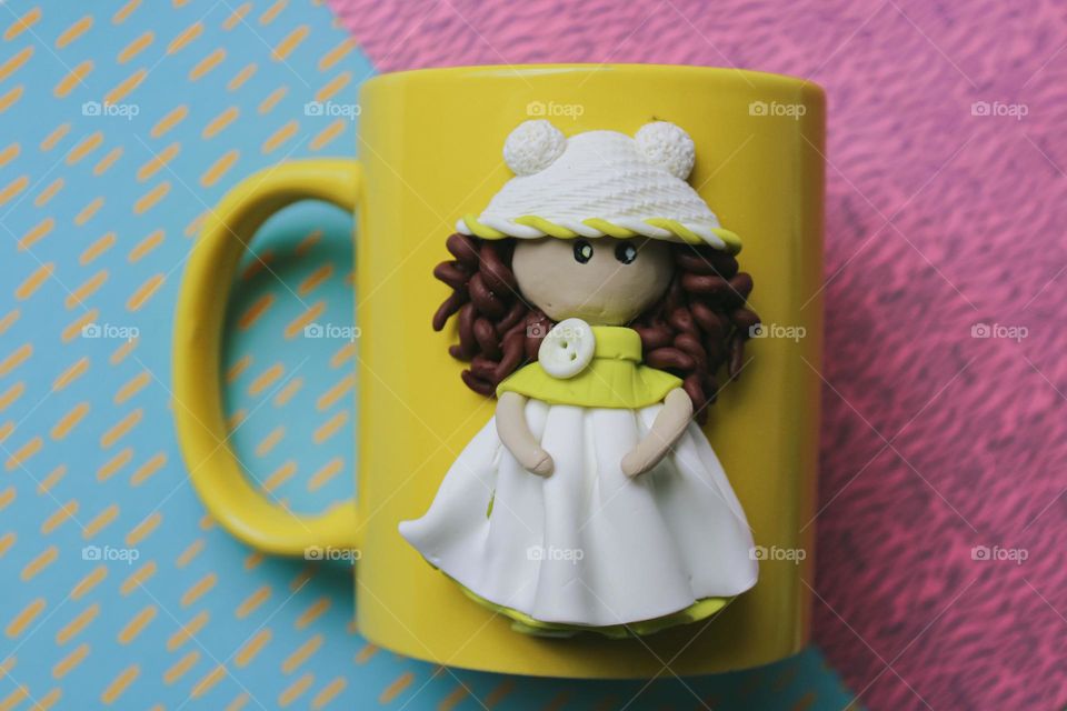 polymer clay deco on mugs