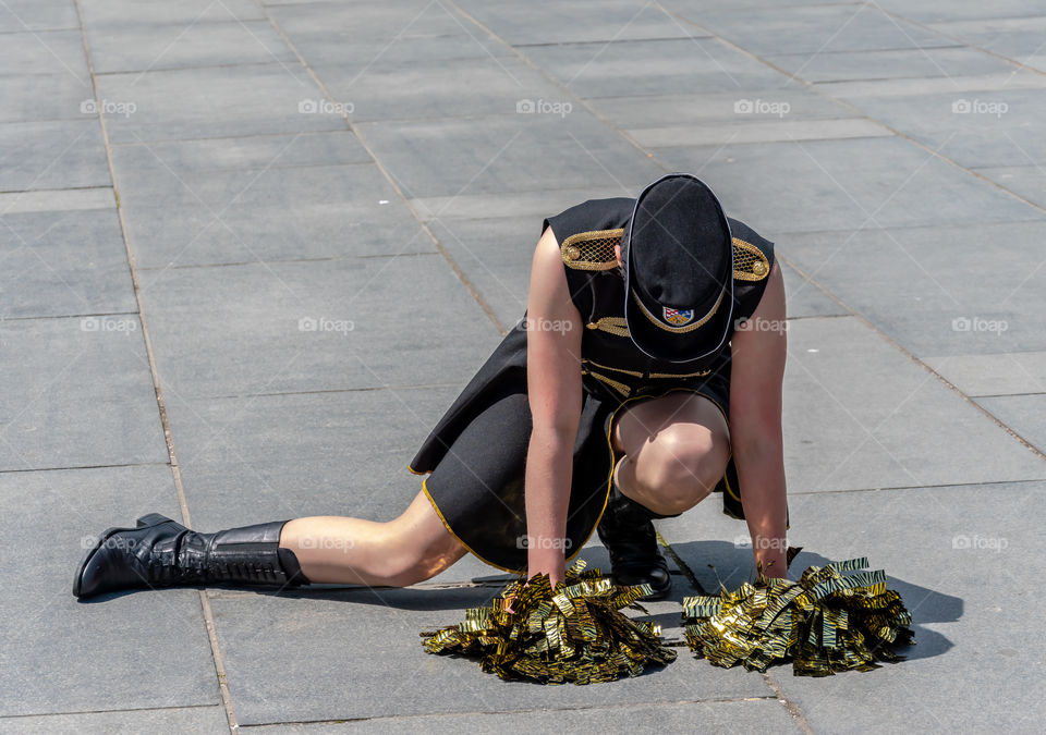 Majorette on the street