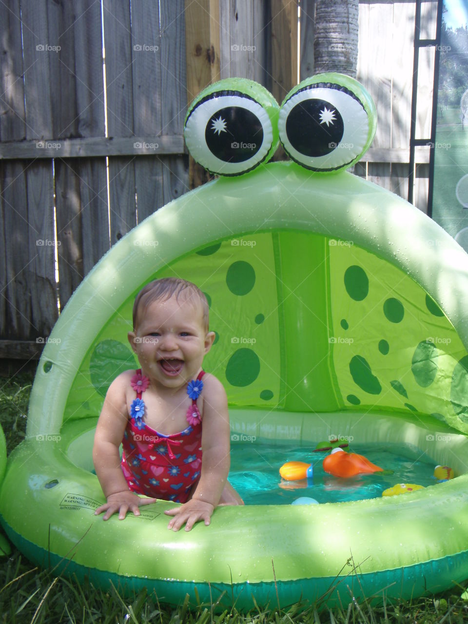 Baby's first time in a pool!