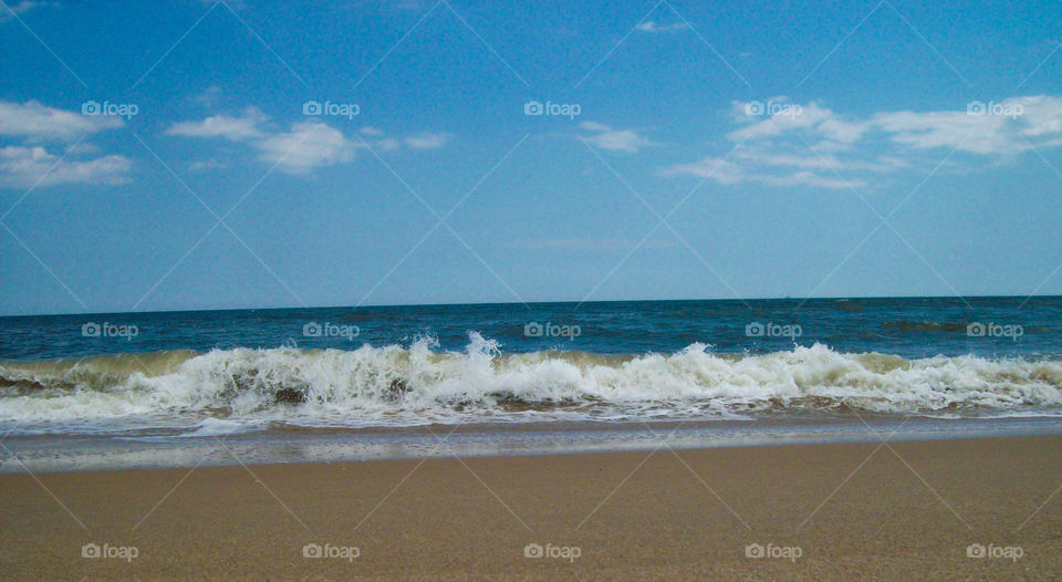 Waves crashing on a beach in Virginia