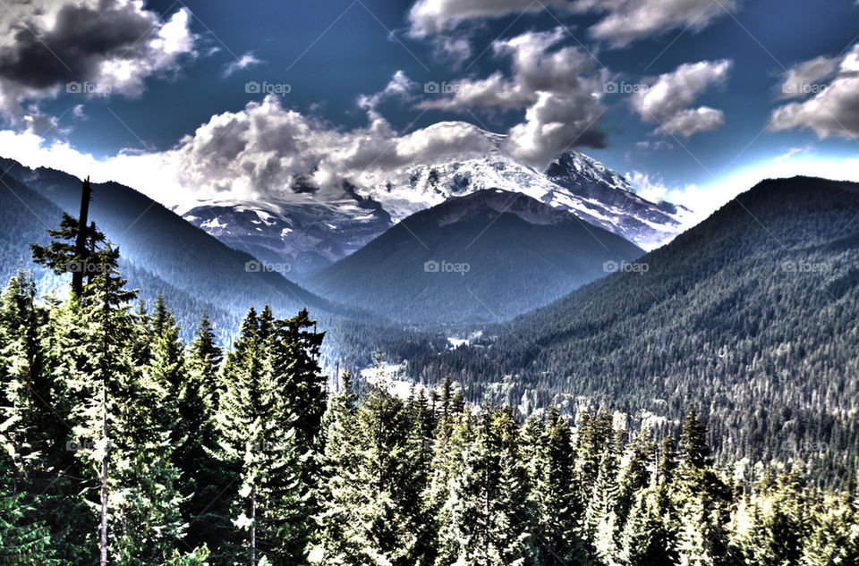 Mount Rainier with River