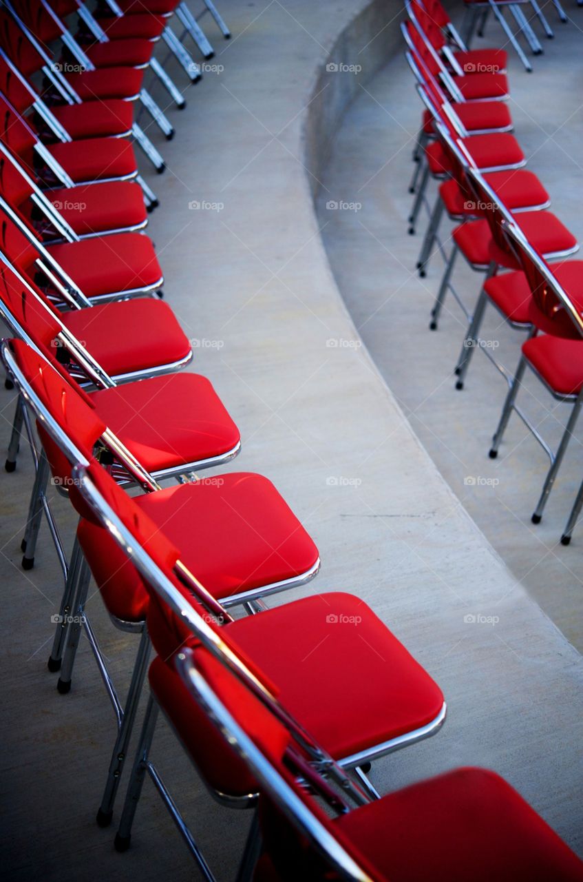 Red chairs in a row