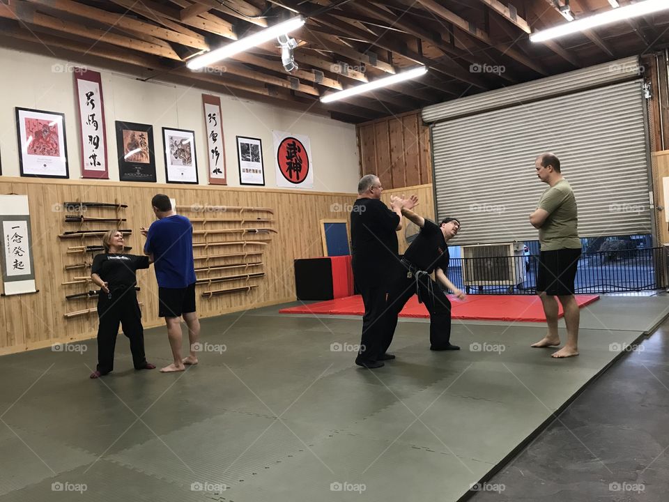 Martial arts training at the dojo.