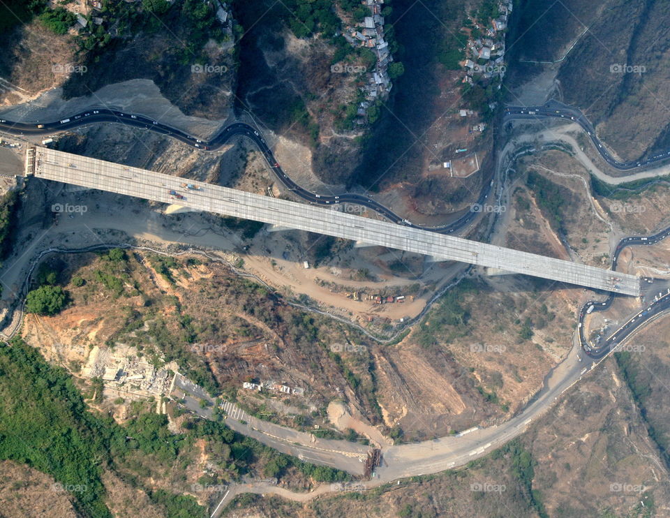 Aerial shot of Caracas 2007 puente de la guaira en construcción