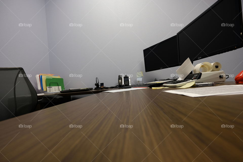 Office desk perspective 