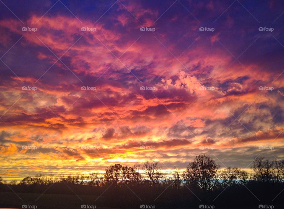 Red and purple storm sunset